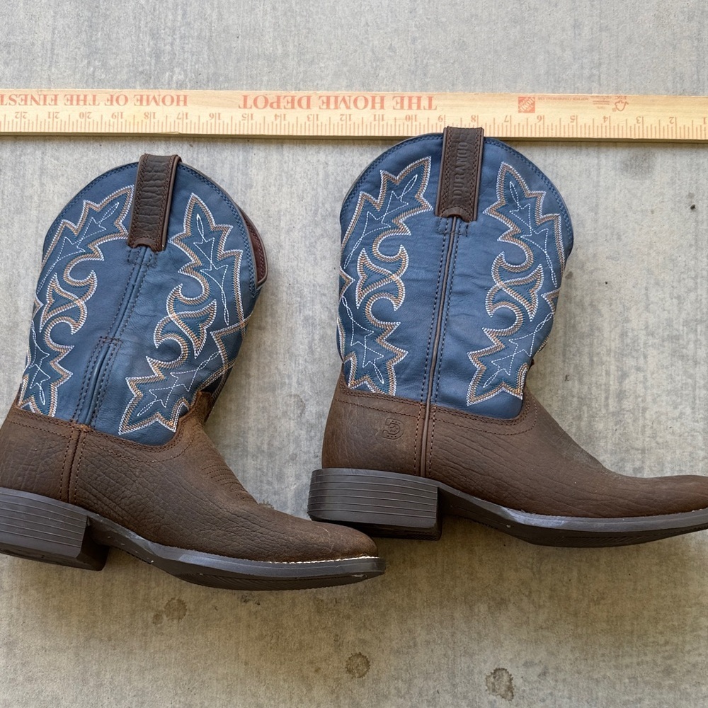 Durango Blue Brown Cowboy Boots like new leather distressed cowboy windward - Picture 5 of 13